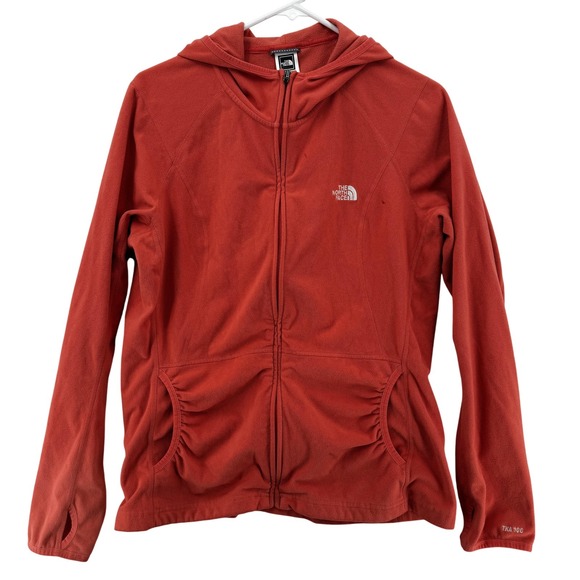 North Face Jacket Womens XL Red Full Zip Hooded Fleece TKAT00 Outdoor Hiking - Picture 1 of 9